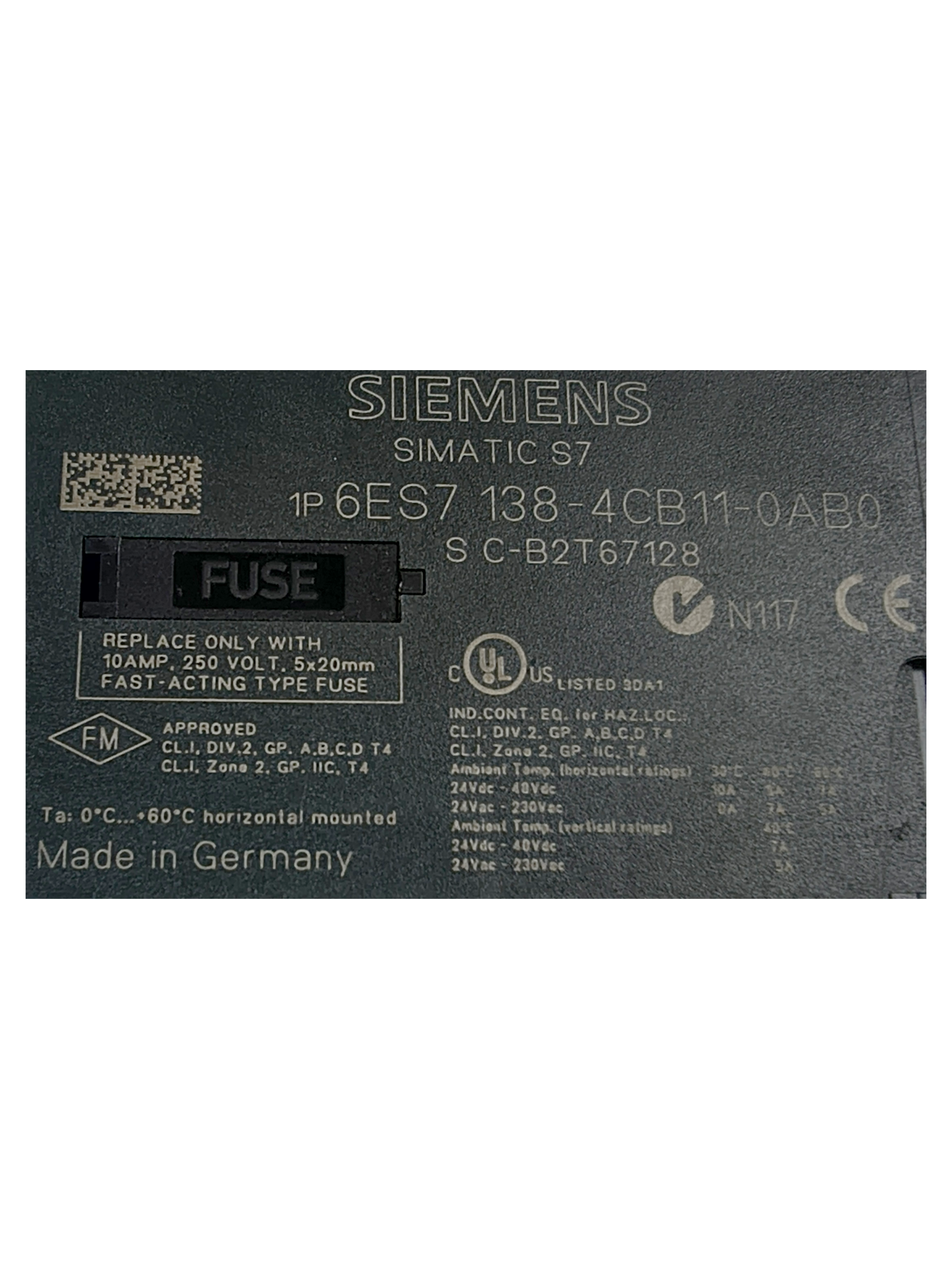 Siemens 6ES7138-4CB11-0AB0 ET200S POWER MODULE PM-E — Remote I/O & Communication