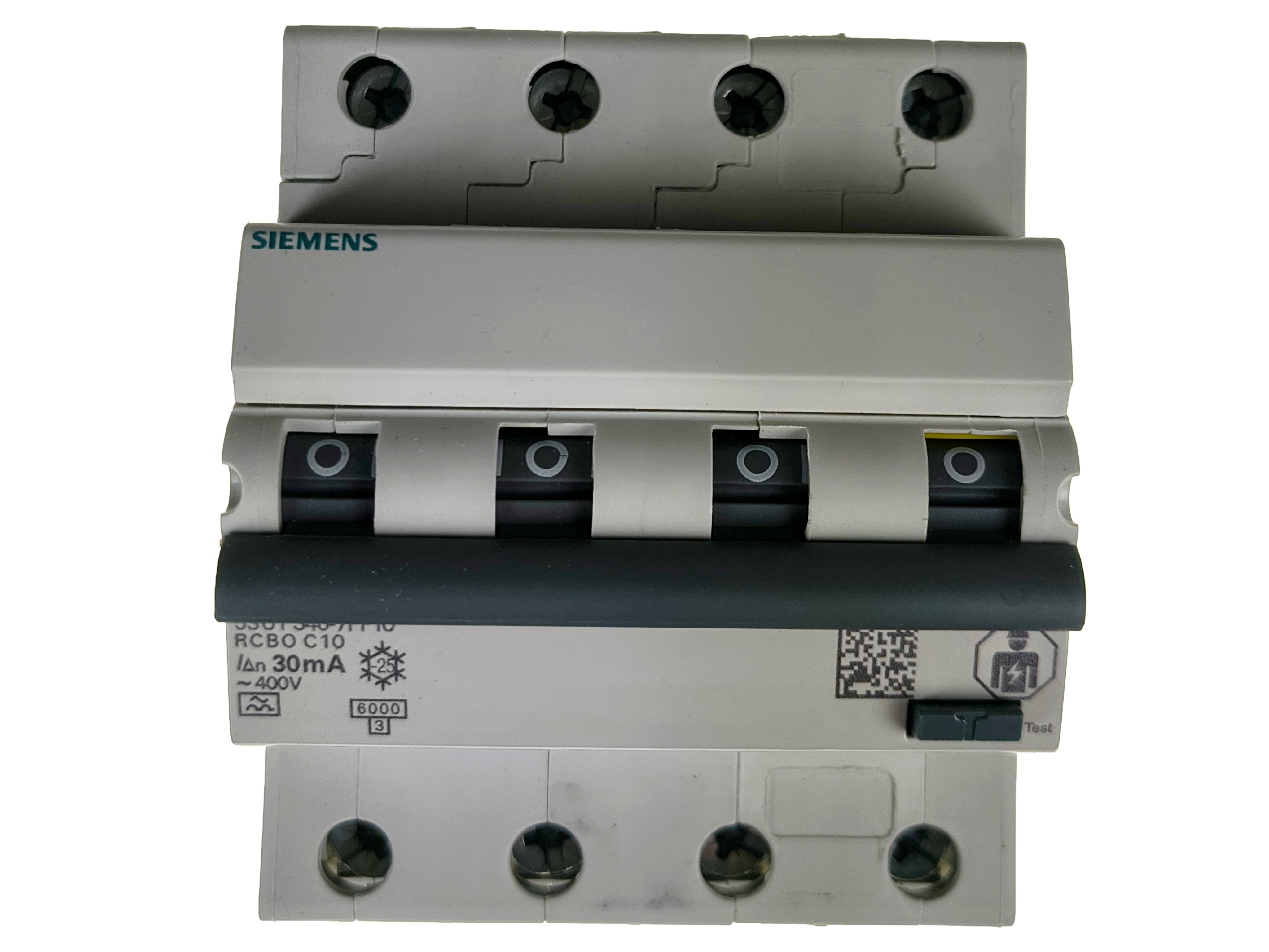 Siemens 5SU1346-7FP10 RCBO, 6 kA, 4P Type A, 30 mA, C-Char, In: 10A Un: 400V — Sterowniki PLC