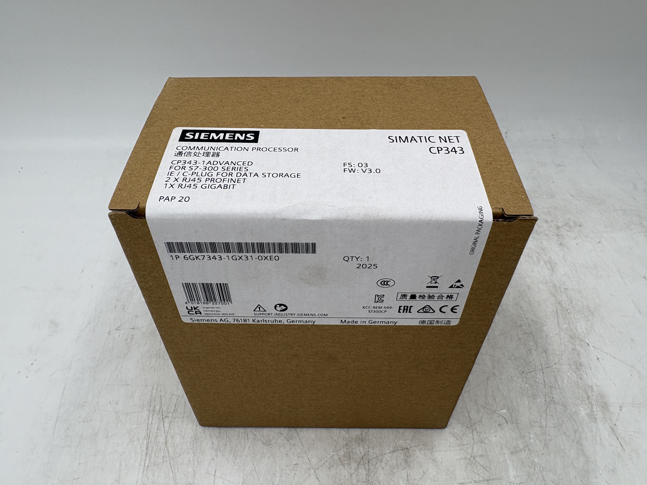 Siemens 6GK7343-1GX31-0XE0 CP 343-1 Advanced Ethernet Controller for S7-300 — Remote I/O & Communication