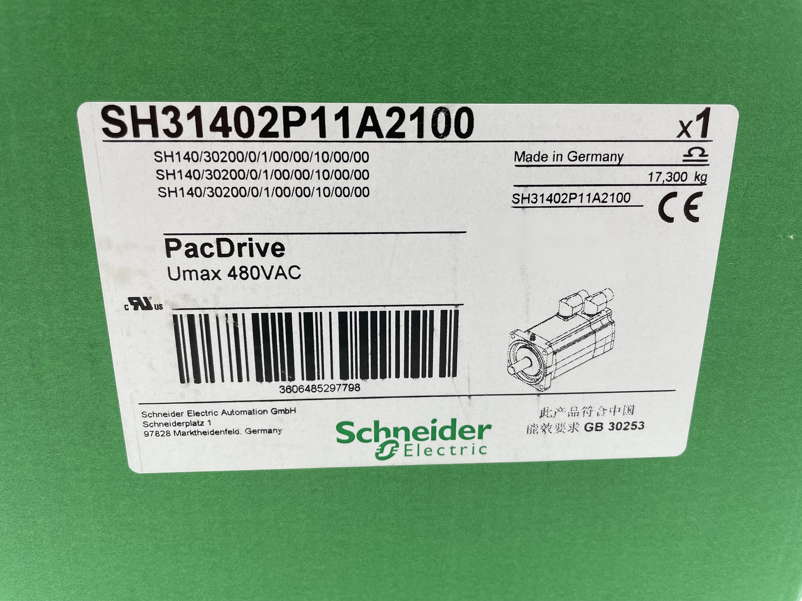 Schneider Electric SH31402P11A2100 servo motor SH3 140 19,5Nm,key,single,nobrake,90°conn.IP65/IP65,4k RPM — Motori elettrici