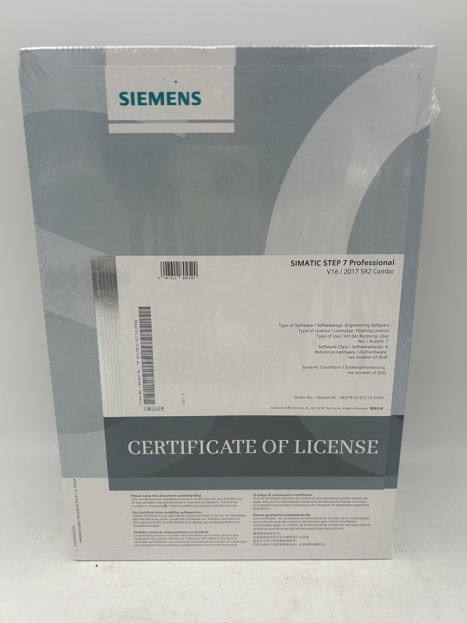 Siemens 6ES7810-5CC13-0YA5 SIMATIC STEP 7 Prof. V16/2017 SR2 Combo with TIA Portal — PLC
