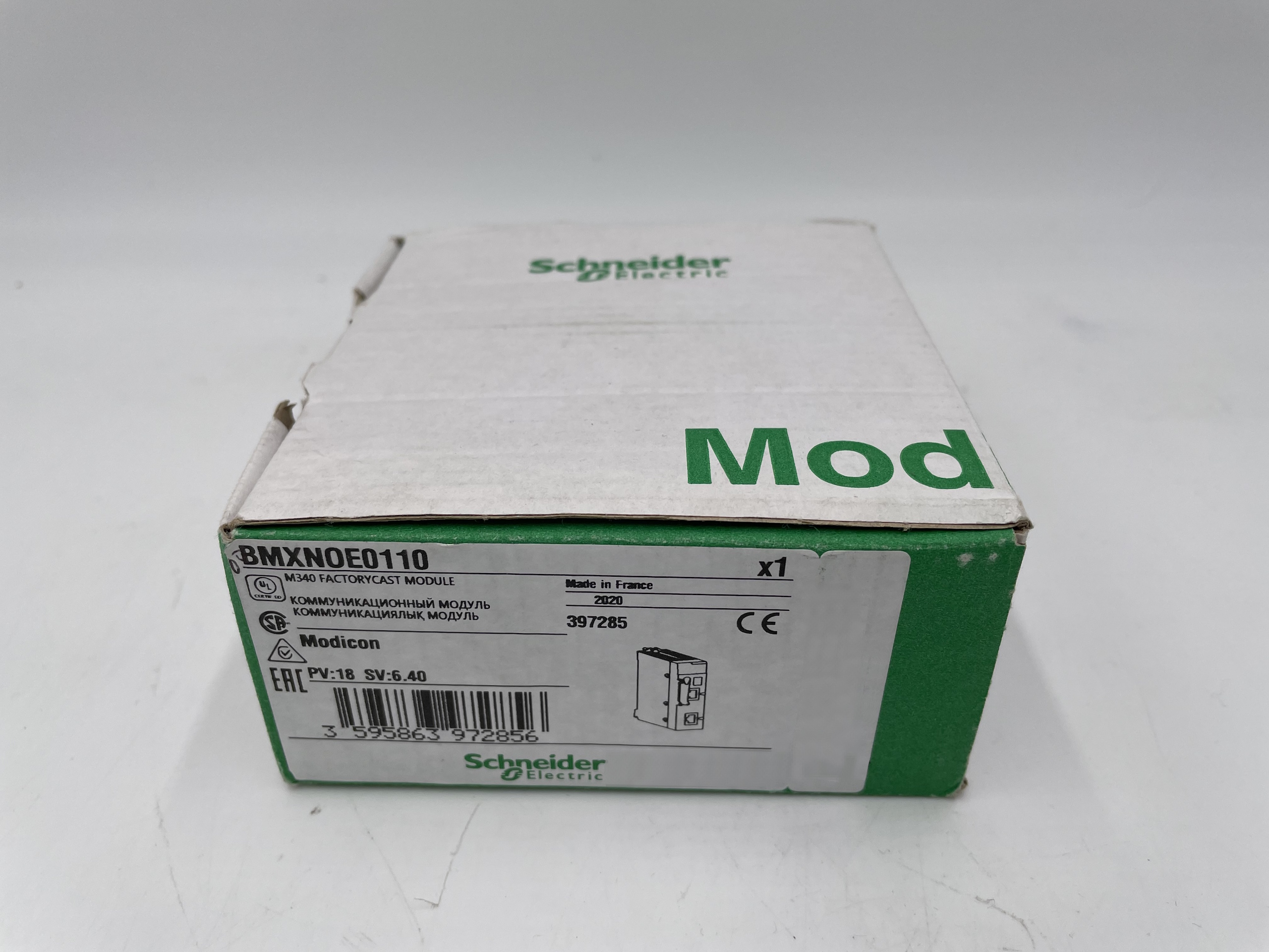 Schneider Electric BMXNOE0110 Ethernet TCP/IP network module, Modicon M340 automation platform, flash memory card, internal RAM 16 Mb, 1 x RJ45 10/100 — Sistemi PLC e hardware