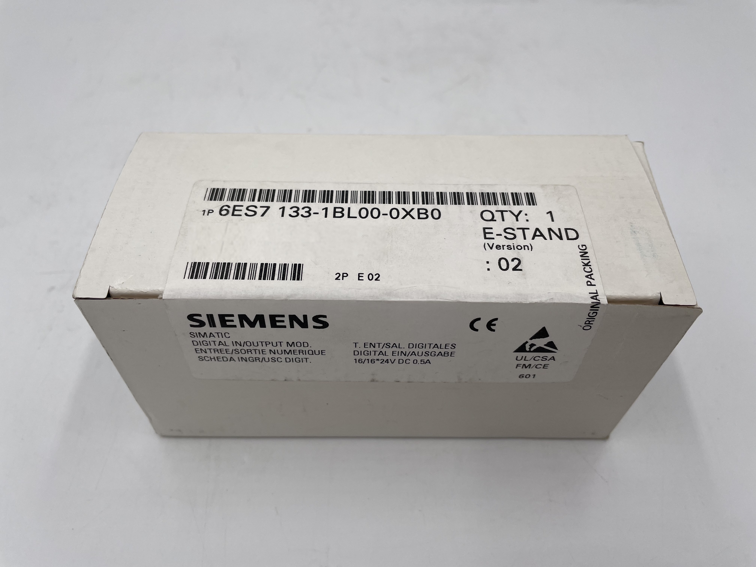 Siemens 6ES7133-1BL00-0XB0 SIMATIC DP, ELECTRONIC BLOCK FOR ET 200L, 16 DI/16 DO, 24V DC/0.5 A — PLC